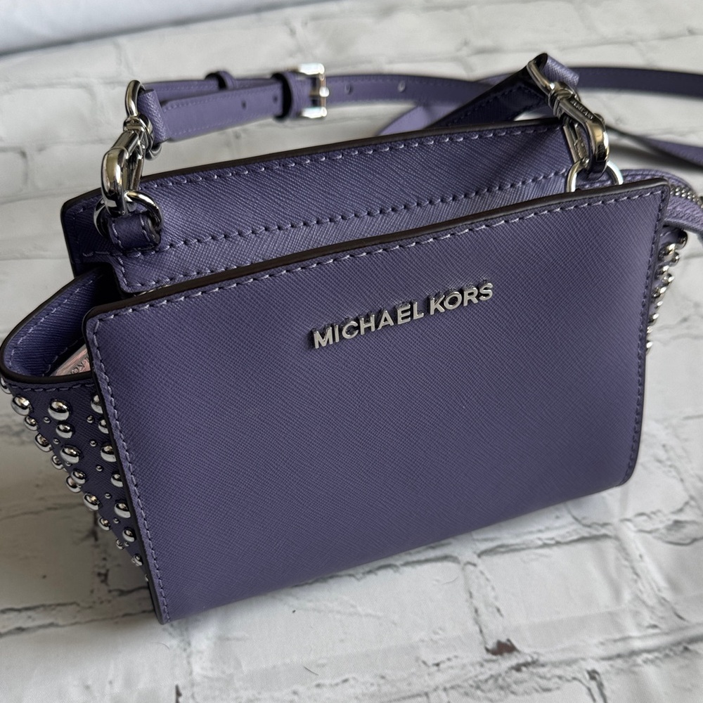 Michael Kors Purple Selma Studded Crossbody Small Bag  NEW